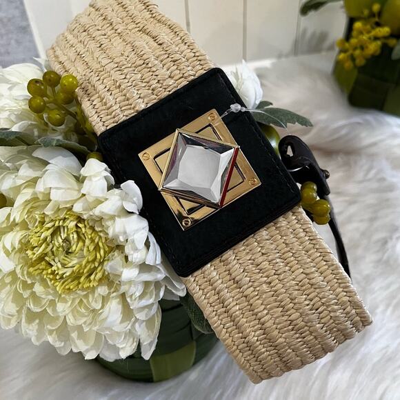 NEW Michael Kors Wide Stretch Square Crystal Turn Latch Clasp Waist Belt S/M NWT main image 6